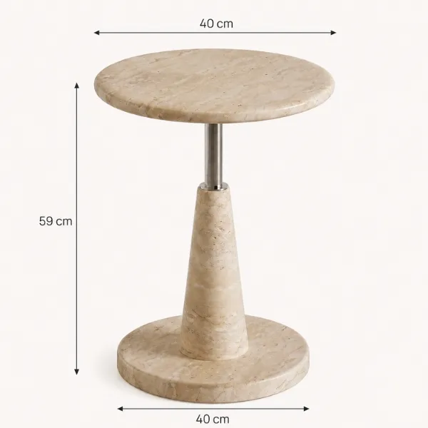 Willow Travertine Side Table | Sculptural Round Accent Table