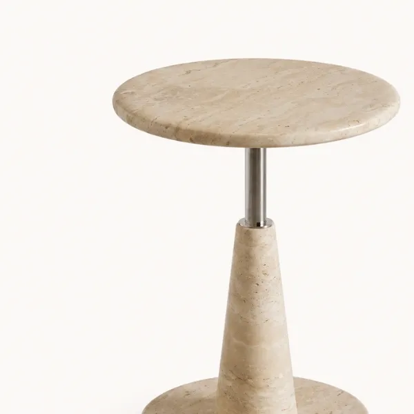 Willow Travertine Side Table | Sculptural Round Accent Table
