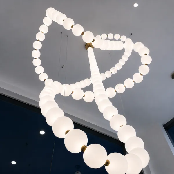 Auram Pendant Light – Sculptural Stone & Wood Chandelier