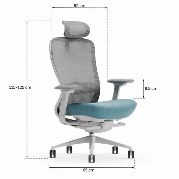 Irena Office Chair - Ergonomic Mesh Chair | Teal & Grey