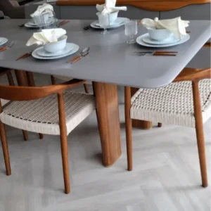 Karla Dining Table | Modern Matte Grey Wood Dining Table