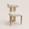 Alden Boucle Barrel Back Dining Chair | Wood Legs