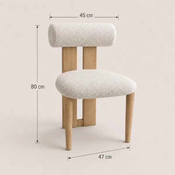 Alden Boucle Barrel Back Dining Chair | Wood Legs