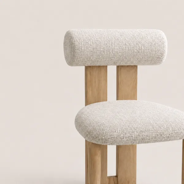 Alden Boucle Barrel Back Dining Chair | Wood Legs