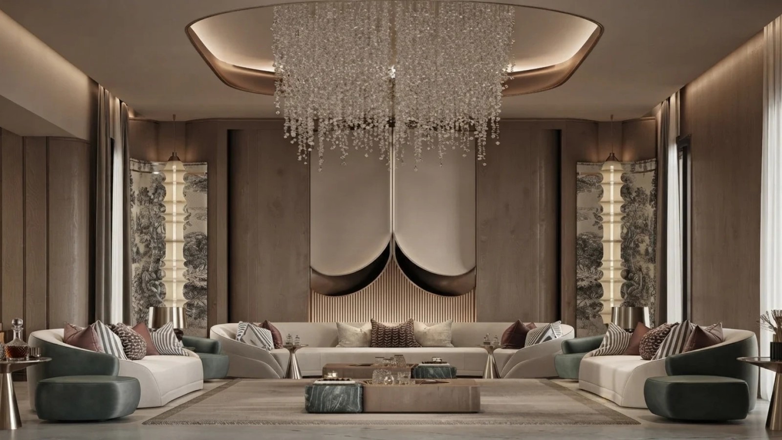 Custom Majlis Furniture UAE luxury villa interior with modern Arabic seating