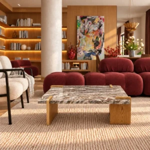 Aurelina Coffee Table – Faux Marble, 90x90x40cm