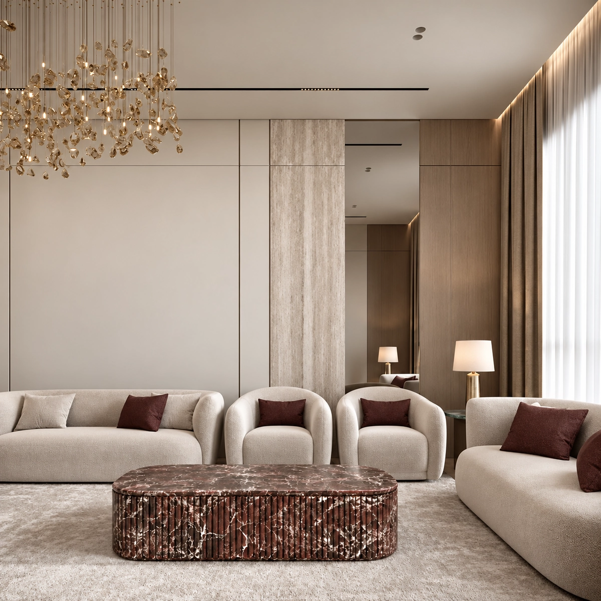 Burgundy Coffee Table | Rosso Levanto Marble Coffee Table UAE