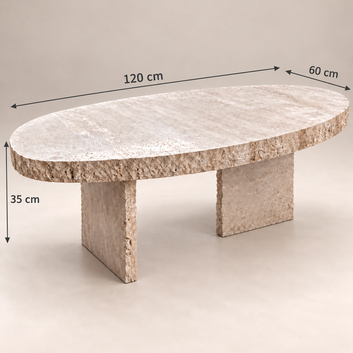 Travia Oval Coffee Table | Raw Travertine Stone