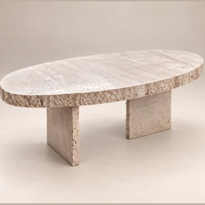 Travia Oval Coffee Table | Raw Travertine Stone