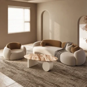 Cyra Coffee Table | Marble-Look Top & Iron Base