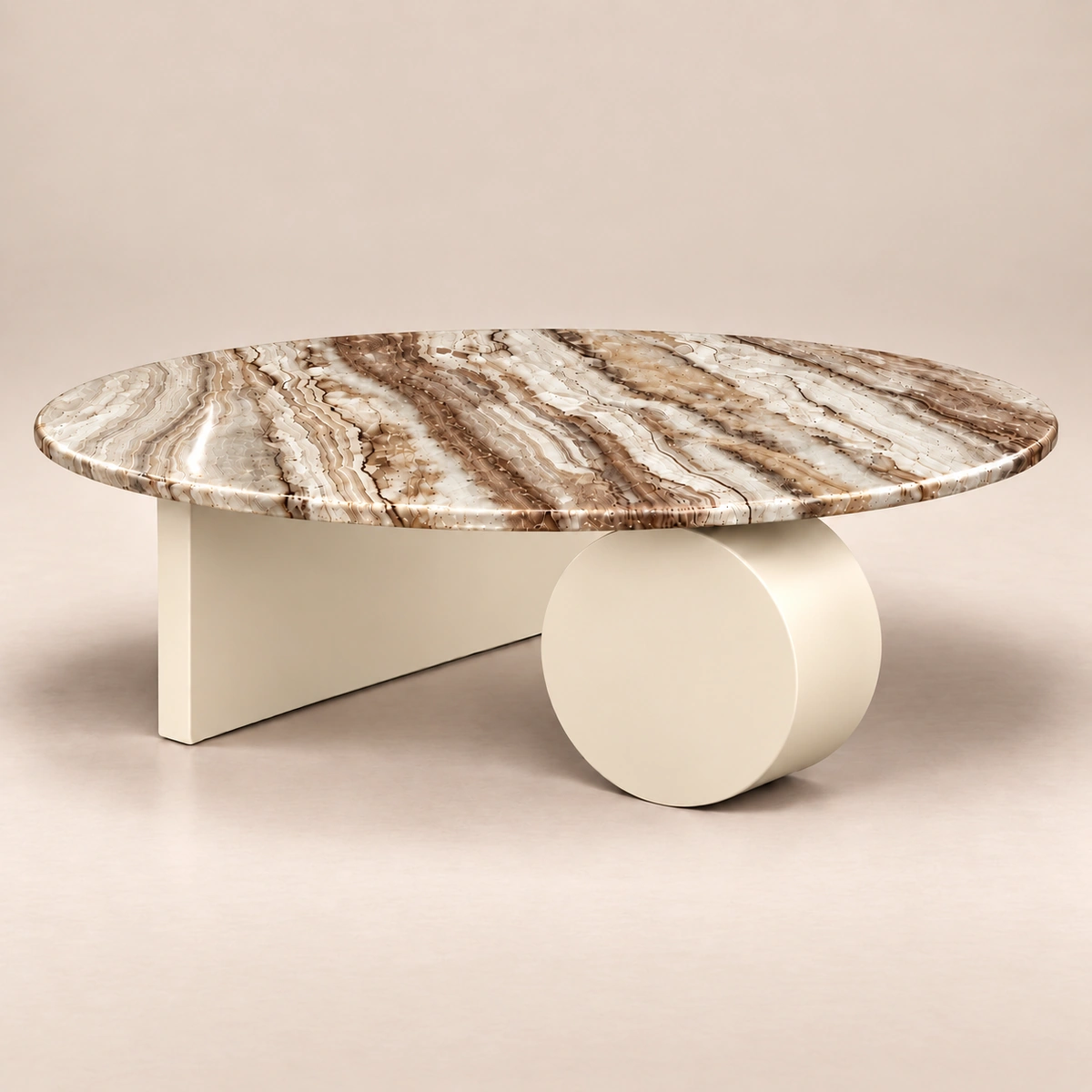 CYRA COFFEE TABLE - MARMAR ONYX FAUX MARBLE WITH IRON BASE ( SET OF 2 )
