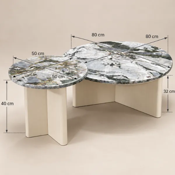 Greece Coffee Table | Marble Top Nesting Table Set