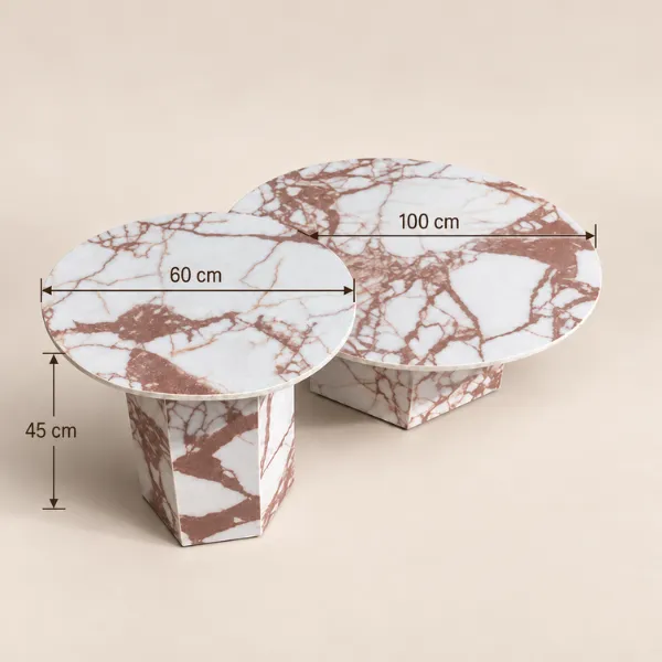 Hexa Coffee Table | Marble Nesting Table Set