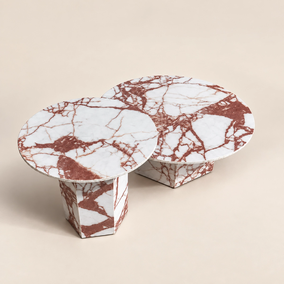 Hexa Coffee Table | Marble Nesting Table Set