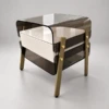 Elina Night Table | Smoked Acrylic & Brass Accents