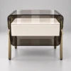 Elina Night Table | Smoked Acrylic & Brass Accents