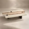 TRAVERINA COFFEE TABLE - ARTIFICIAL MARBLE & METAL LEG COFFEE TABLE - luxury furniture Dubai UAE