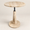 Travia Round Side Table | Natural Travertine Stone – D40 x H59cm