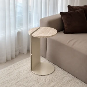 Splice Side Table | Faux Marble Sculptural Accent Table