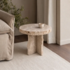 Travina Side Table – Round Travertine Side Table - luxury furniture Dubai UAE