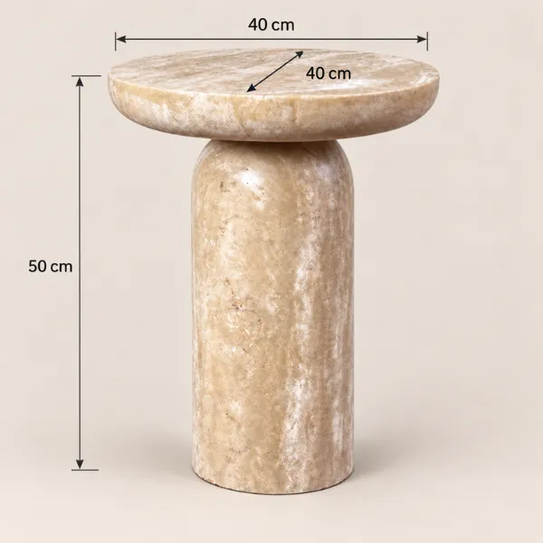 Travo Round Side Table | Natural Travertine Stone Accent Table