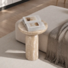 Travo Round Side Table | Natural Travertine Stone Accent Table
