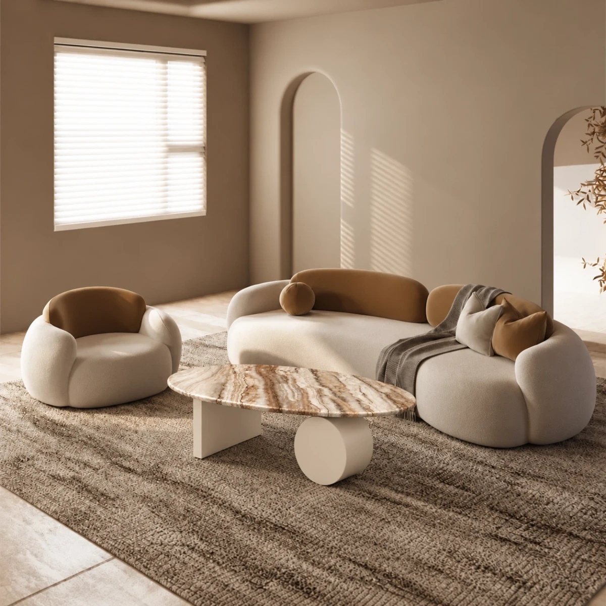 Cyra Coffee Table – Faux Marble & Iron | UAE