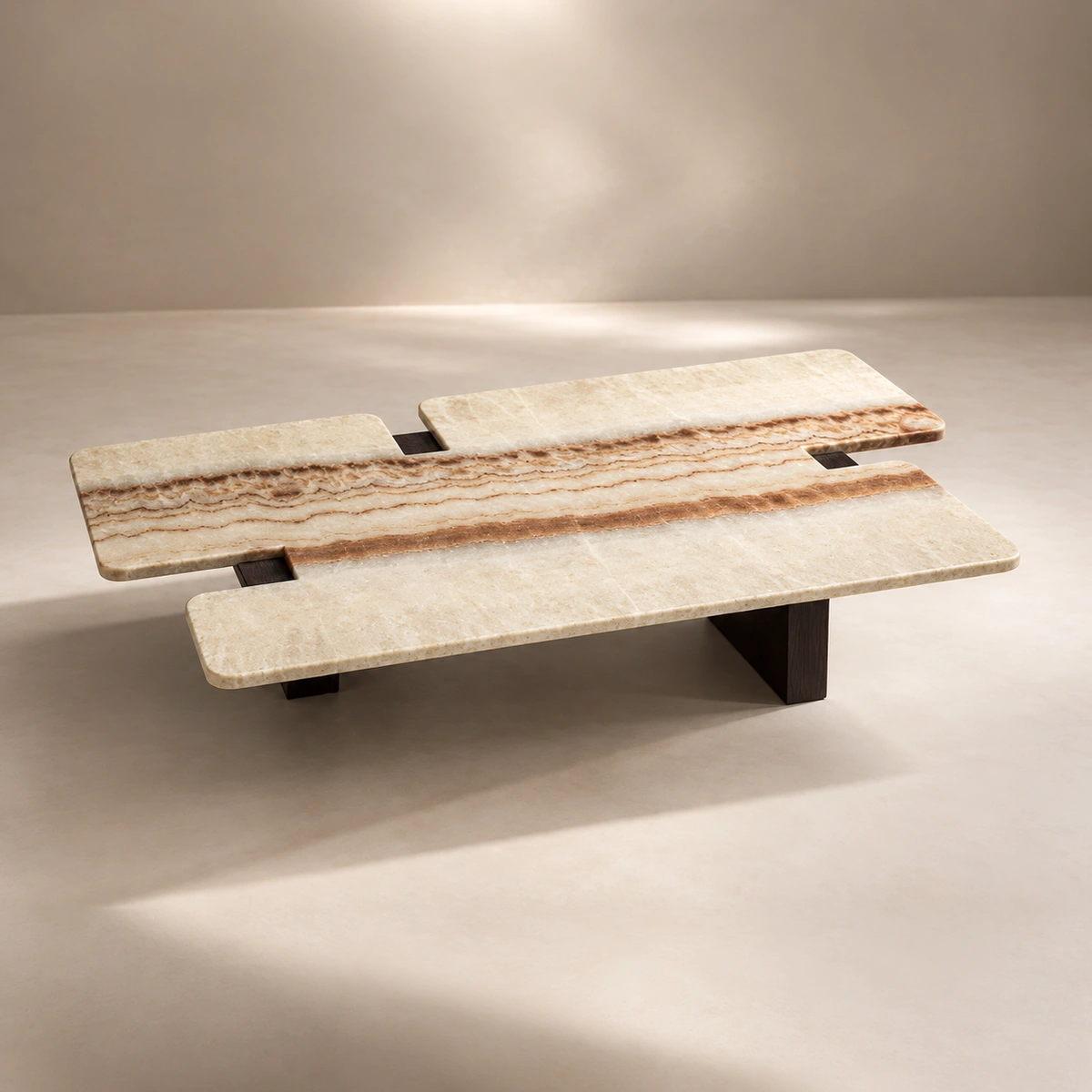 Traverina Coffee Table 130x70 cm | Marble & Metal Legs UAE