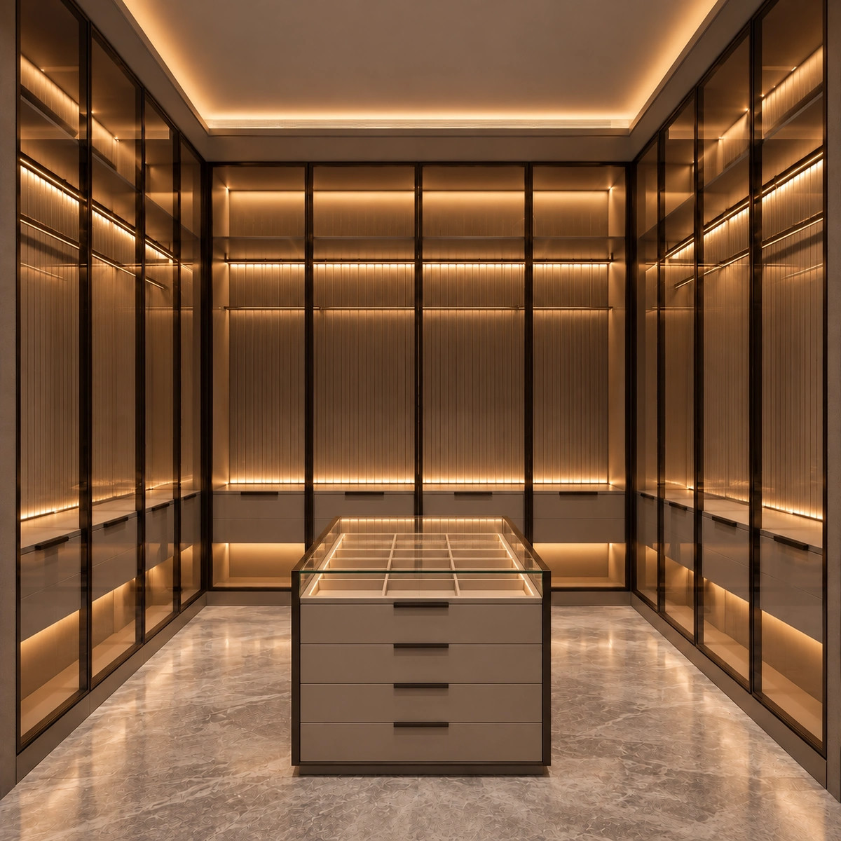 Tall fitted wardrobes with vanity