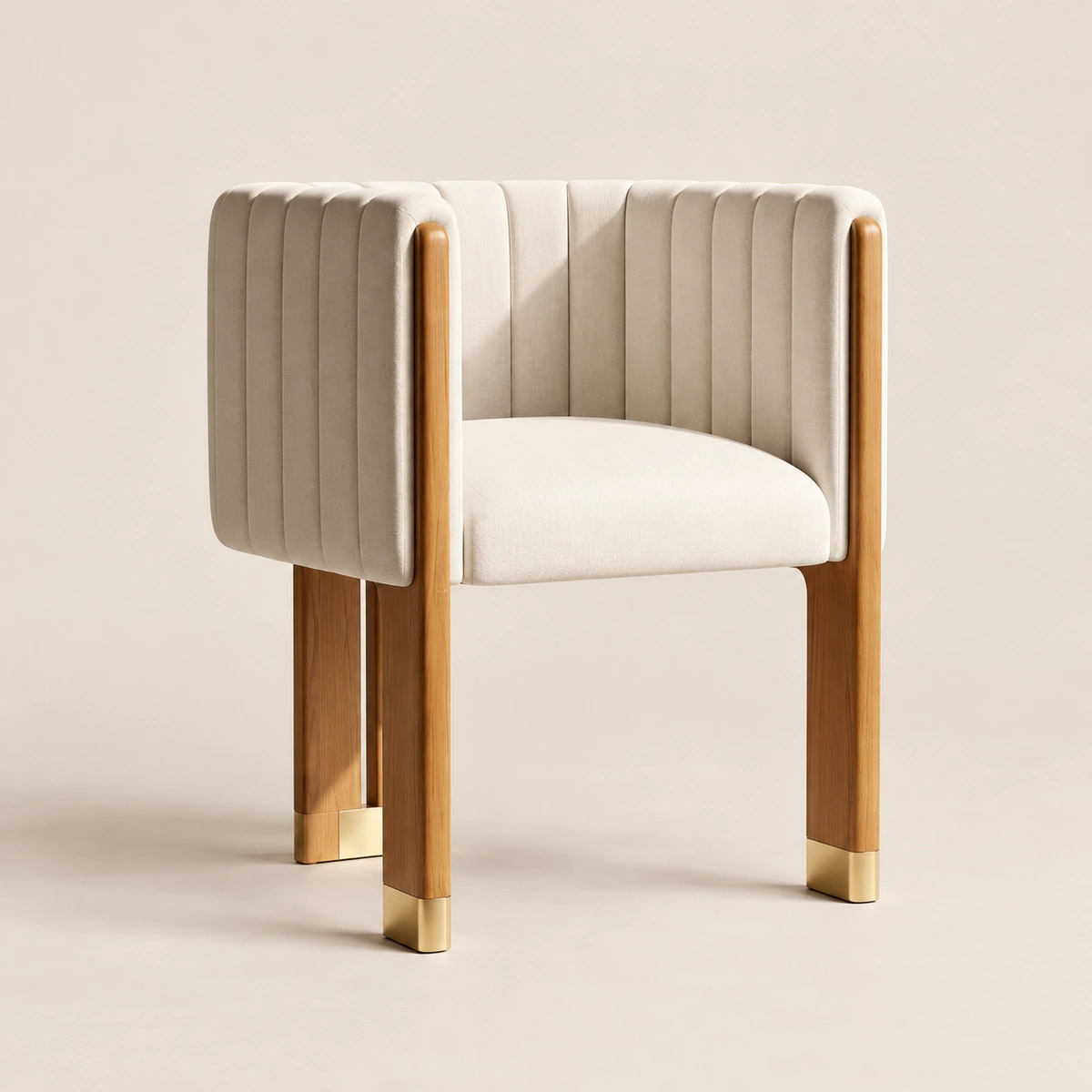 Aveline Beige Ash Wood & Faux Leathered Dining Chair