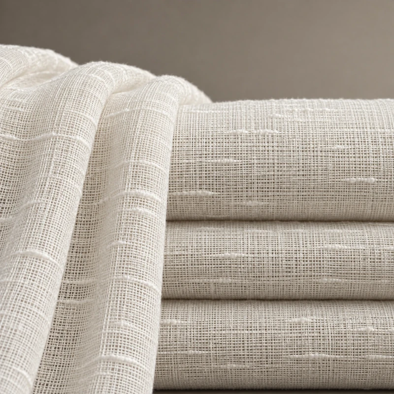 Ayla Ivory Sheer Curtain | Airy Linen-Look with Slub Detail