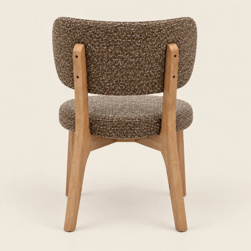 Boucle Tweed Dining Chair with Oak Wood Legs