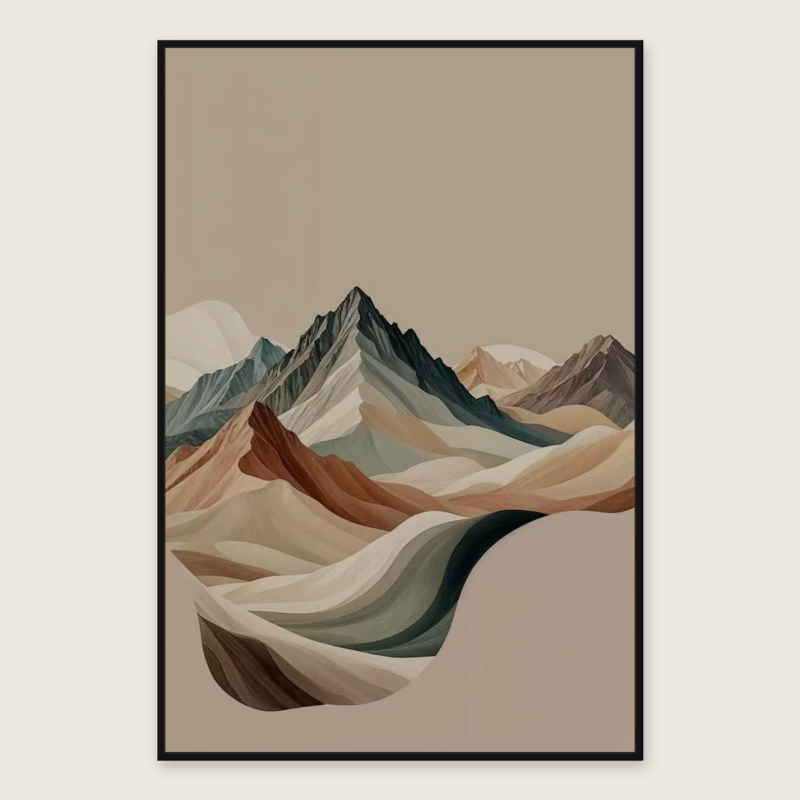 Avela Wall Art | Soft Mountain Landscape, Black Frame