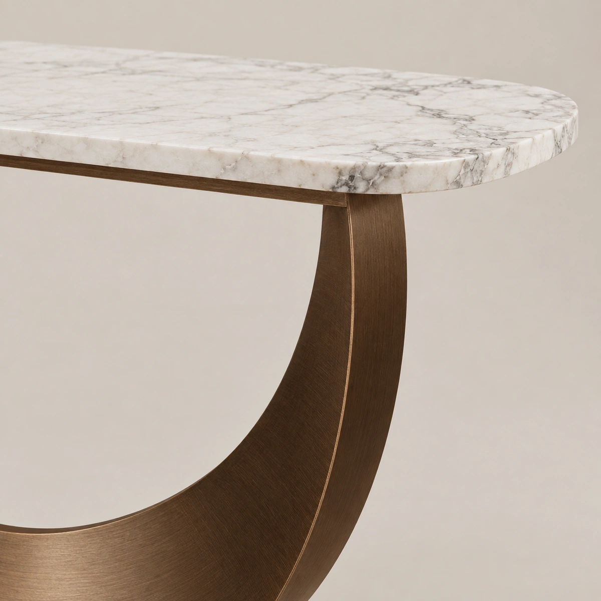 Crescent Brown & White Marble Console | Majestic Home UAE