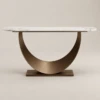 Crescent Brown & White Marble Console | Majestic Home UAE