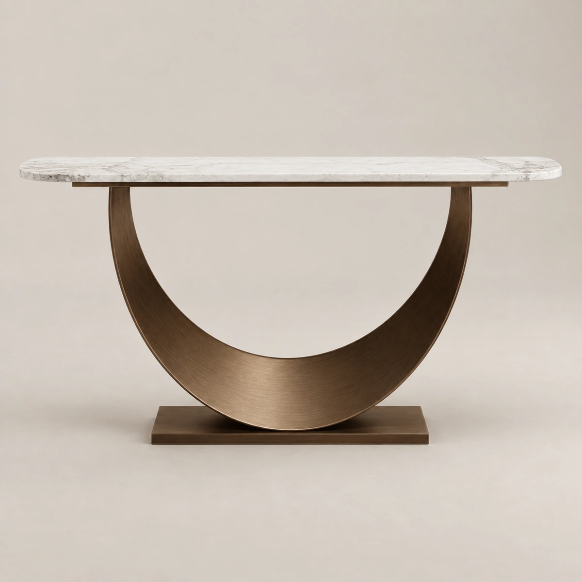 Crescent Brown & White Marble Console | Majestic Home UAE