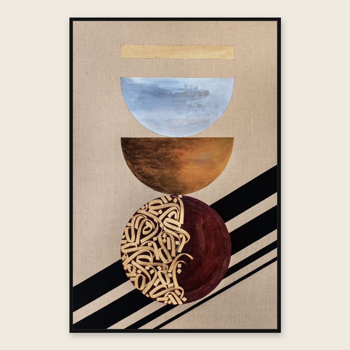 Ayla Wall Art | Blue and Burgundy Geometric Abstract