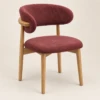 Burgundy Dining Chair | Upholstered Rubber Wood Chair