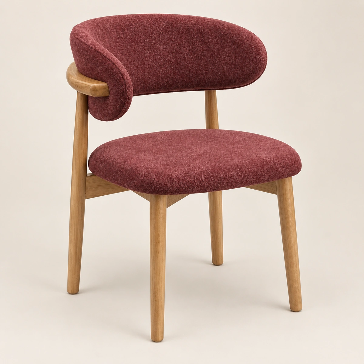 Burgundy Dining Chair | Upholstered Rubber Wood Chair