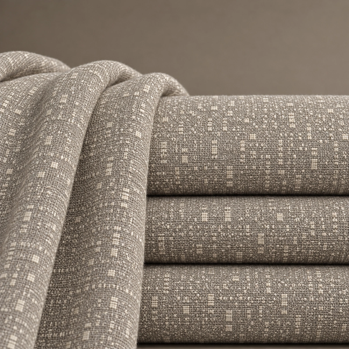 CALIA Curtain Fabric UAE | Warm Taupe and Cream Texture