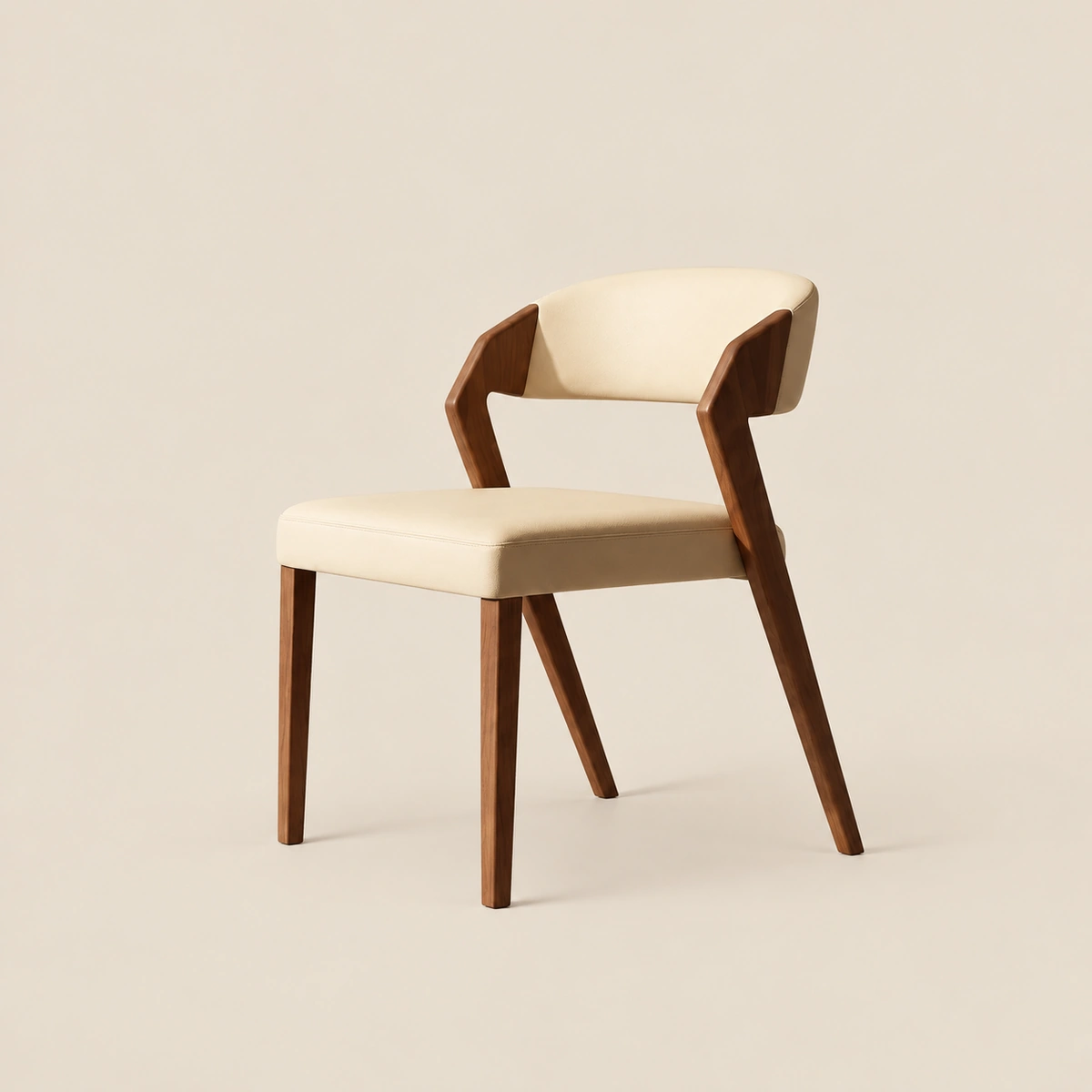 Creativity Beige Ash Wood & Faux Leathered Dining Chair