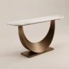 Crescent Brown & White Marble Console | Majestic Home UAE