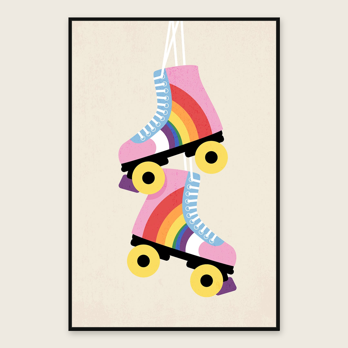 Romy Rainbow Roller Skate Wall Art with Black Frame