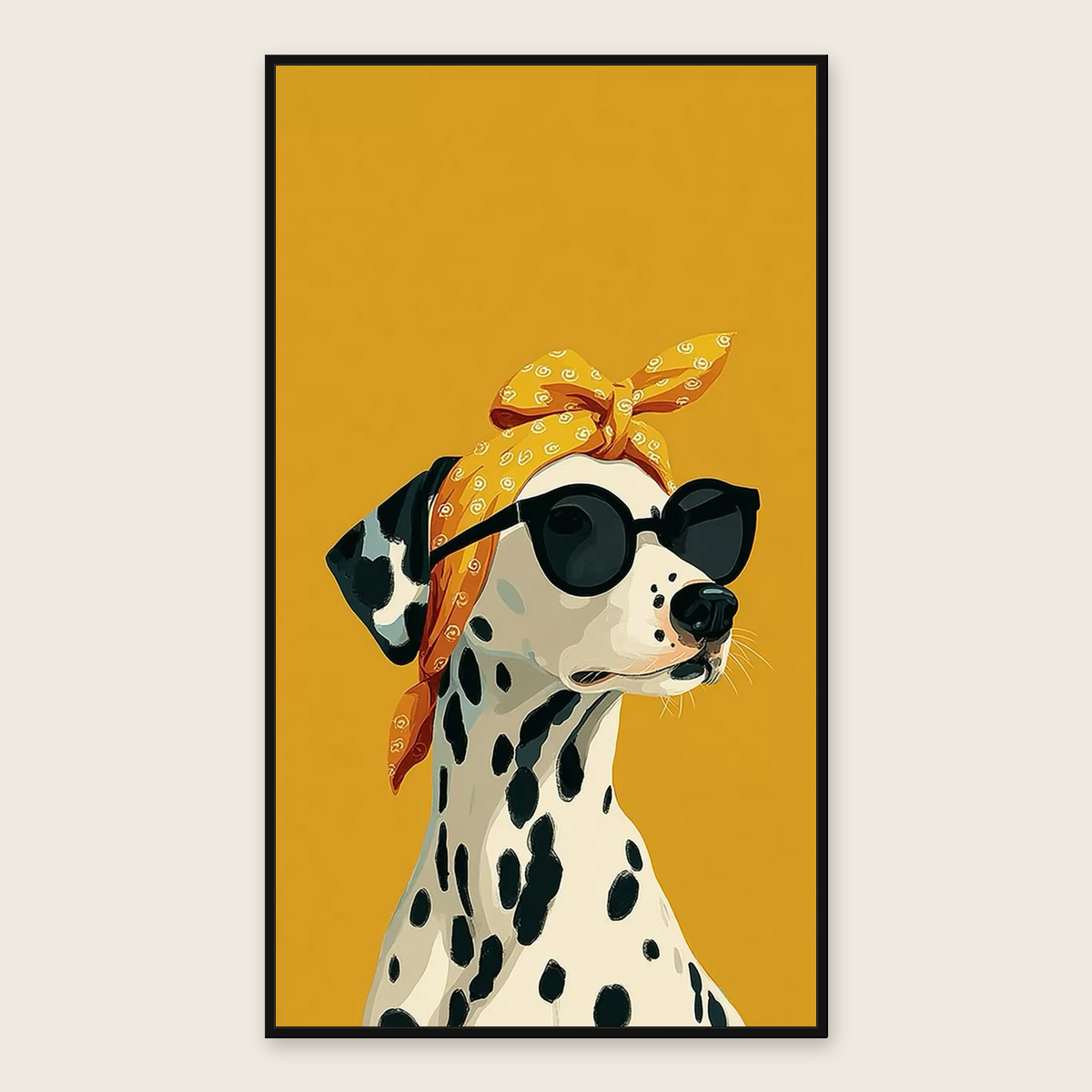 Fifi Wall Art | Mustard Dalmatian With Sunglasses