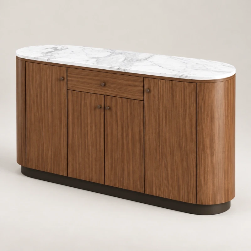 Laura Buffet Cabinet with Marble-Look Top | Majestic Home