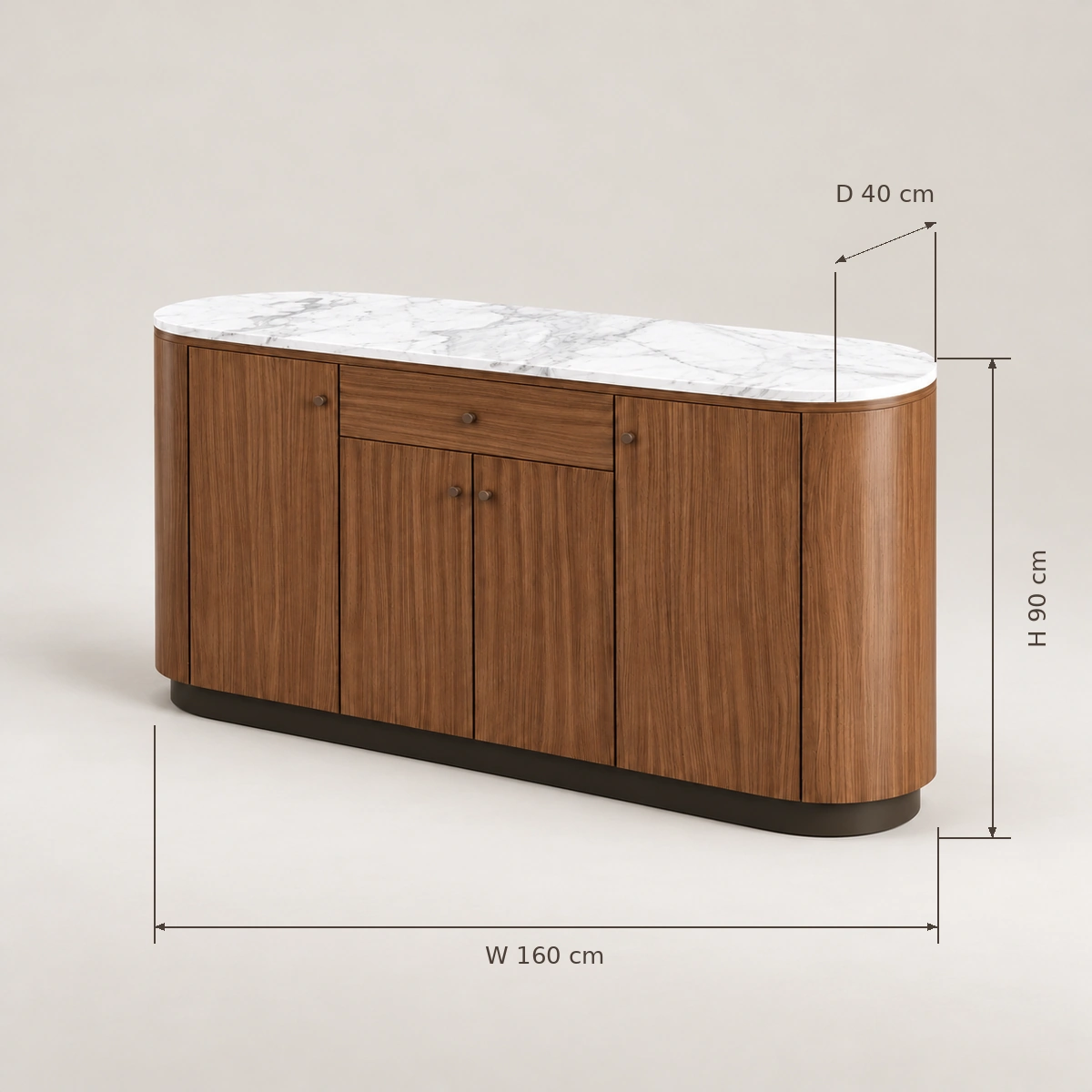 Laura Buffet Cabinet with Marble-Look Top | Majestic Home