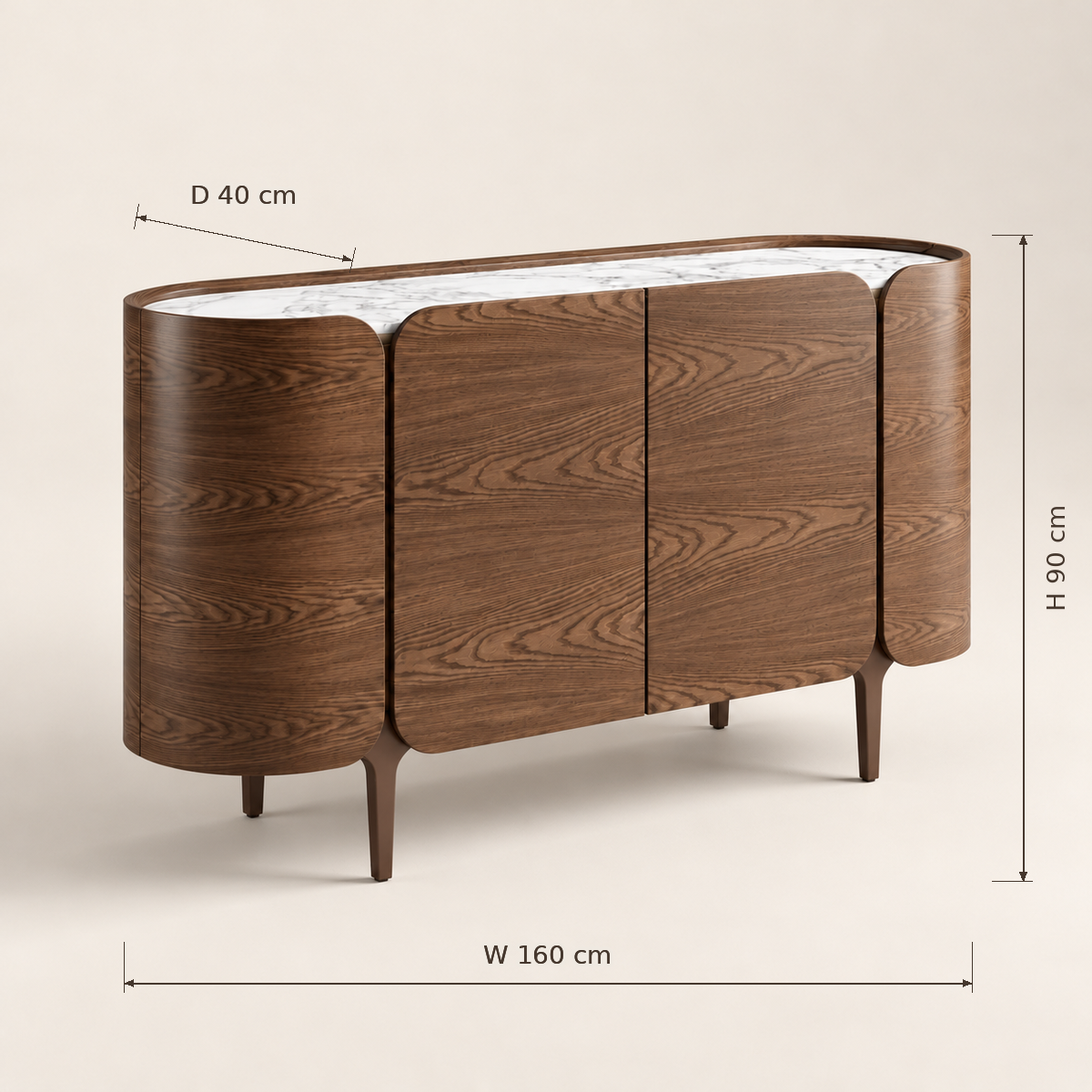 Zara Buffet Cabinet with Curved Design | Majestic Home
