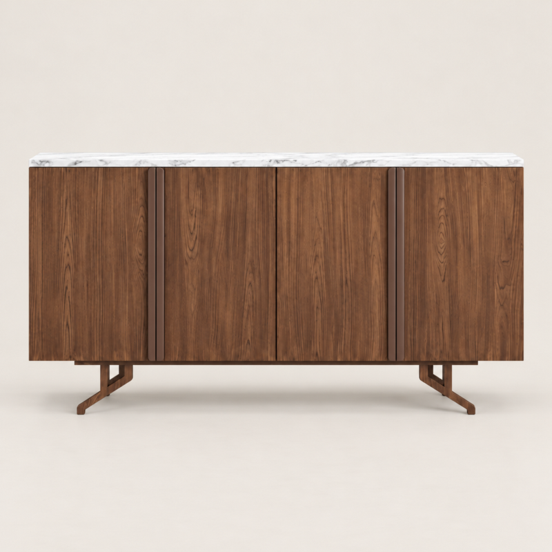 Zena Buffet Cabinet with Marble-Look Top | Majestic Home