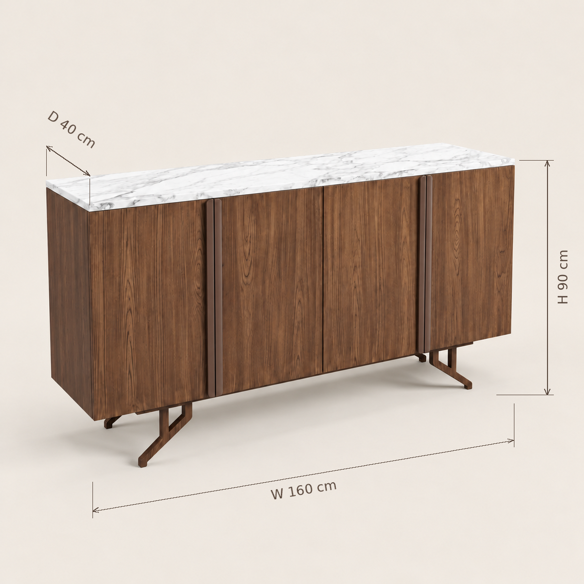 Zena Buffet Cabinet with Marble-Look Top | Majestic Home