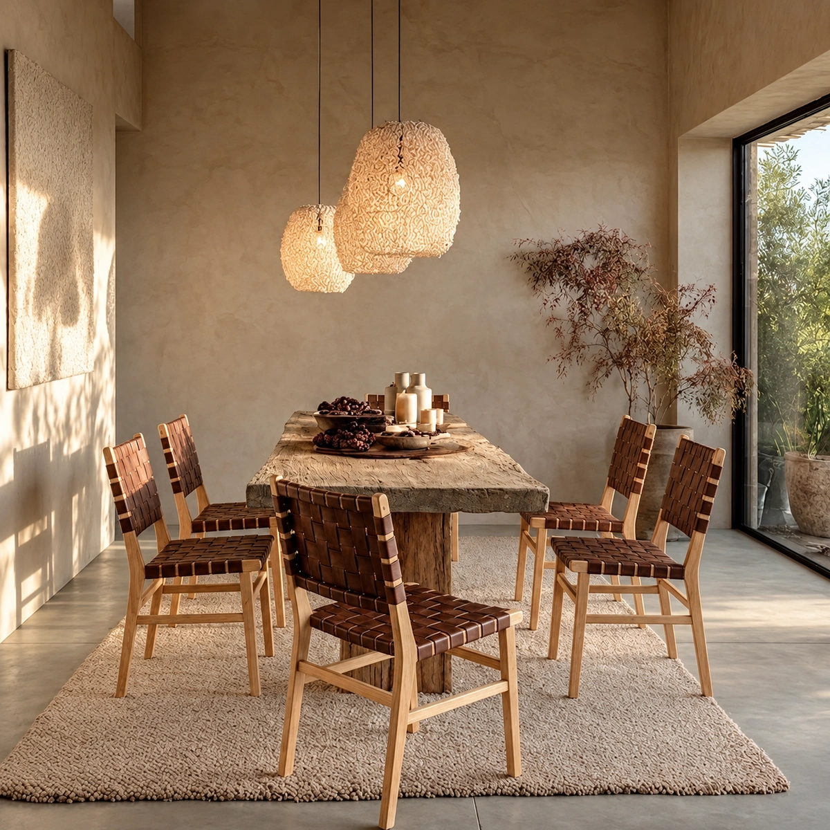 Nordic Walnut Rubber Wood & PU Leather Dining Chair